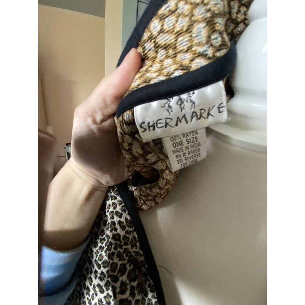 Vintage Shermarke Leopard Print Jacket Includes Hat & Purse One Size Fringe - Picture 5 of 5